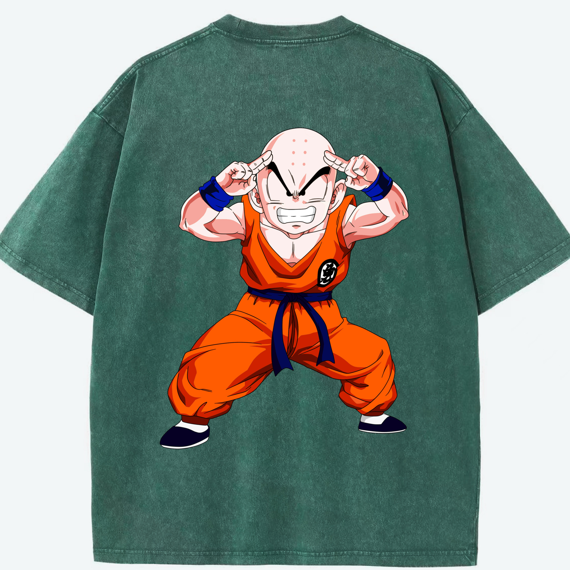 （画像用） ドラゴンボール クリリン DRAGON BALL krillin 綿100% ヴィンテージ風 半袖Tシャツ（背面プリント）